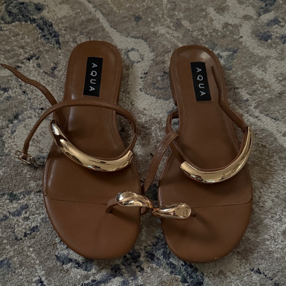 Aqua Women's brown Sandals with Gold Details